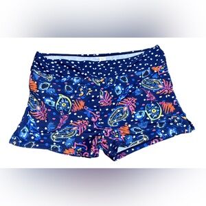 Women's Athletic Shorts - Blue Patterned